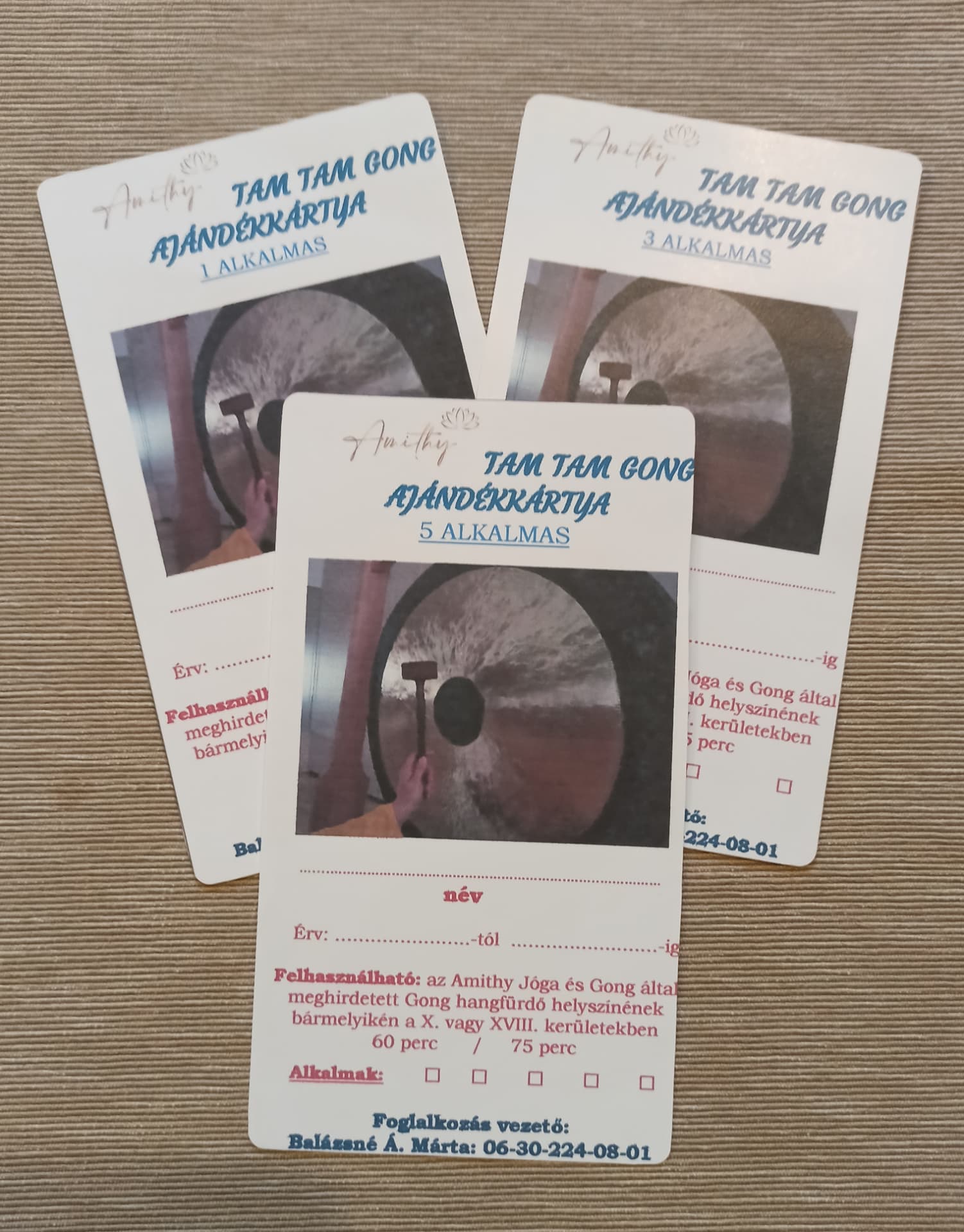 Tam Tam Gong ajándékkártya, 1, 3 vagy 5 alkalmas